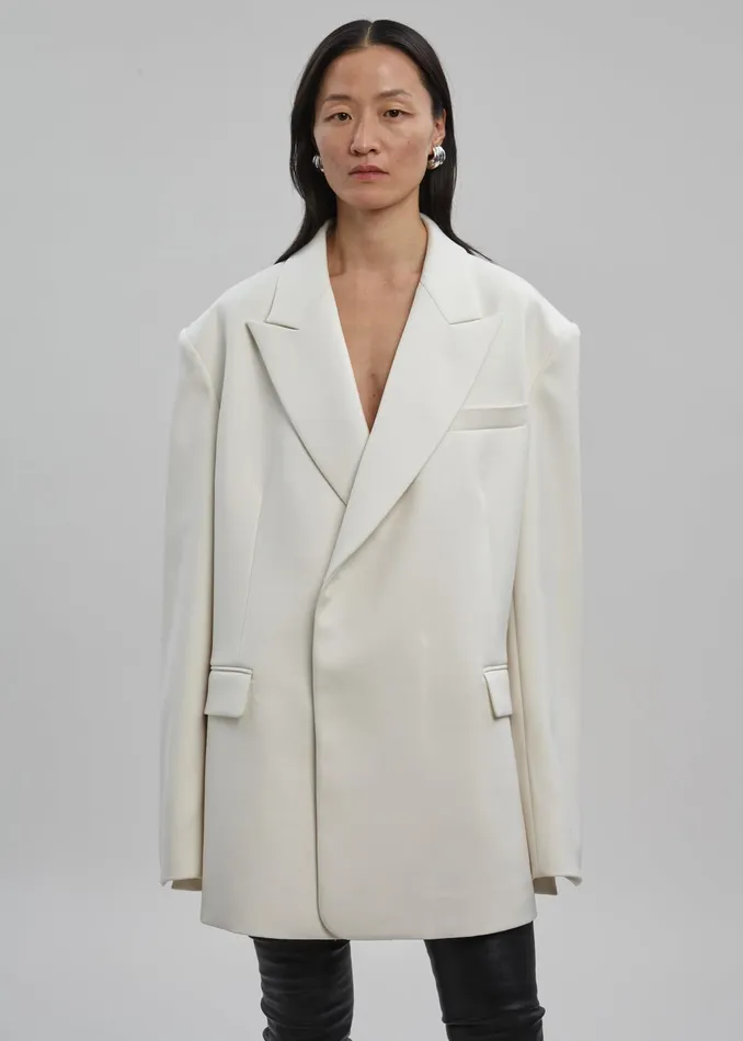 The Frankie Shop Outerwear Sadie Oversized Double Breasted Blazer 8211 Cream 8211 Women