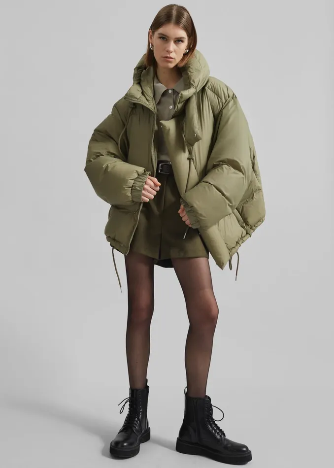 The Frankie Shop Outerwear Timra Puffer Jacket 8211 Khaki 8211 Women