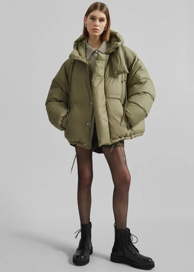 The Frankie Shop Outerwear Timra Puffer Jacket 8211 Khaki 8211 Women