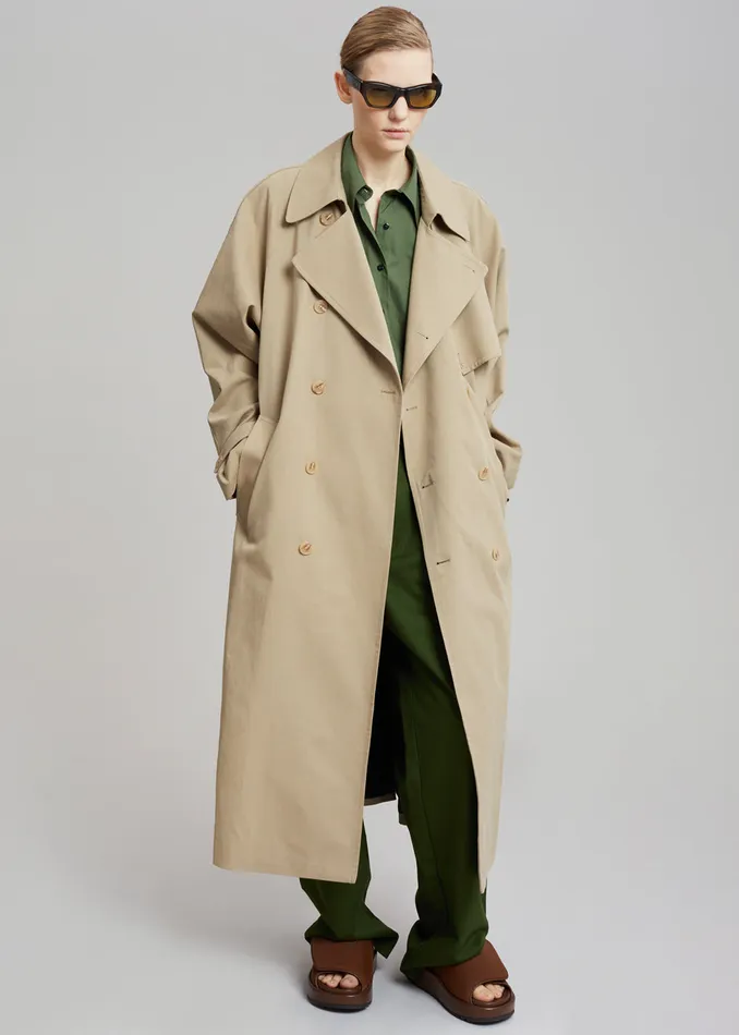 The Frankie Shop Outerwear Umi Belted Trench Coat 8211 Beige 8211 MenWomen