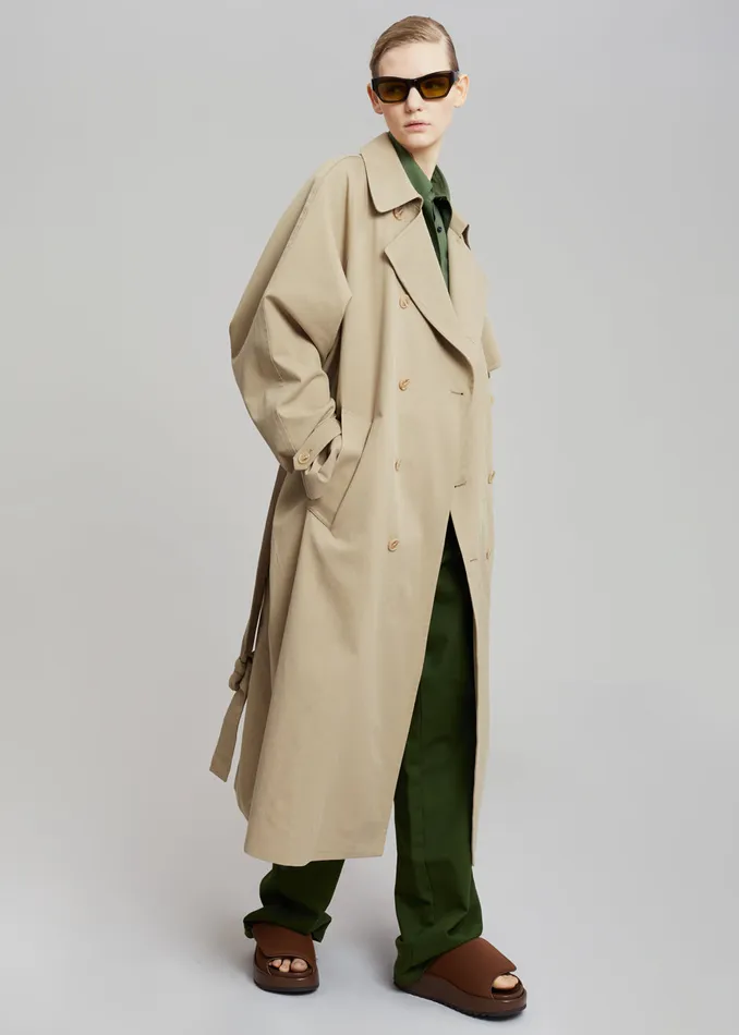 The Frankie Shop Outerwear Umi Belted Trench Coat 8211 Beige 8211 MenWomen