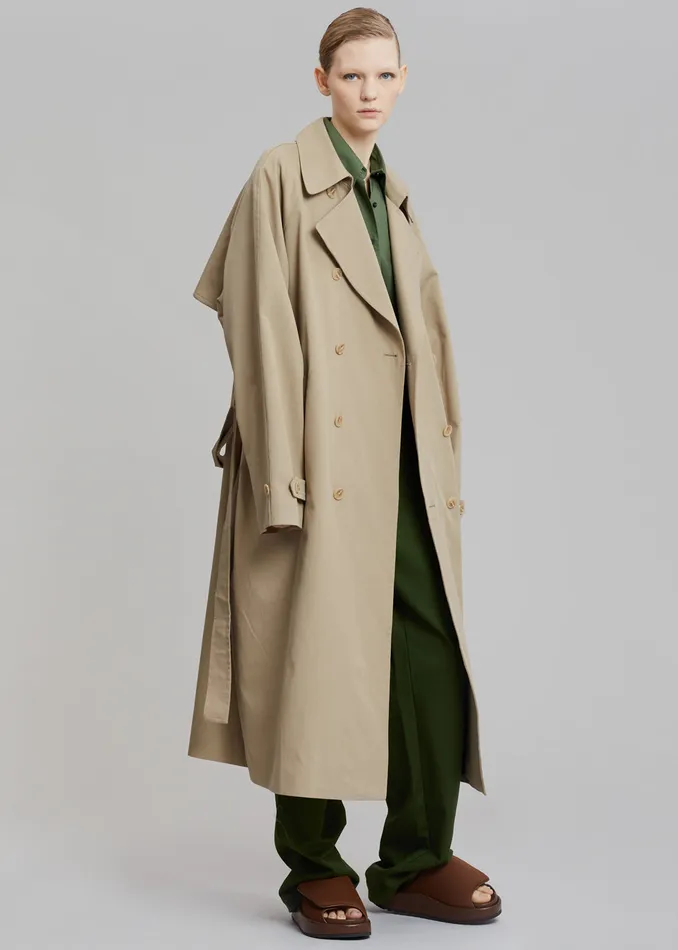 The Frankie Shop Outerwear Umi Belted Trench Coat 8211 Beige 8211 MenWomen