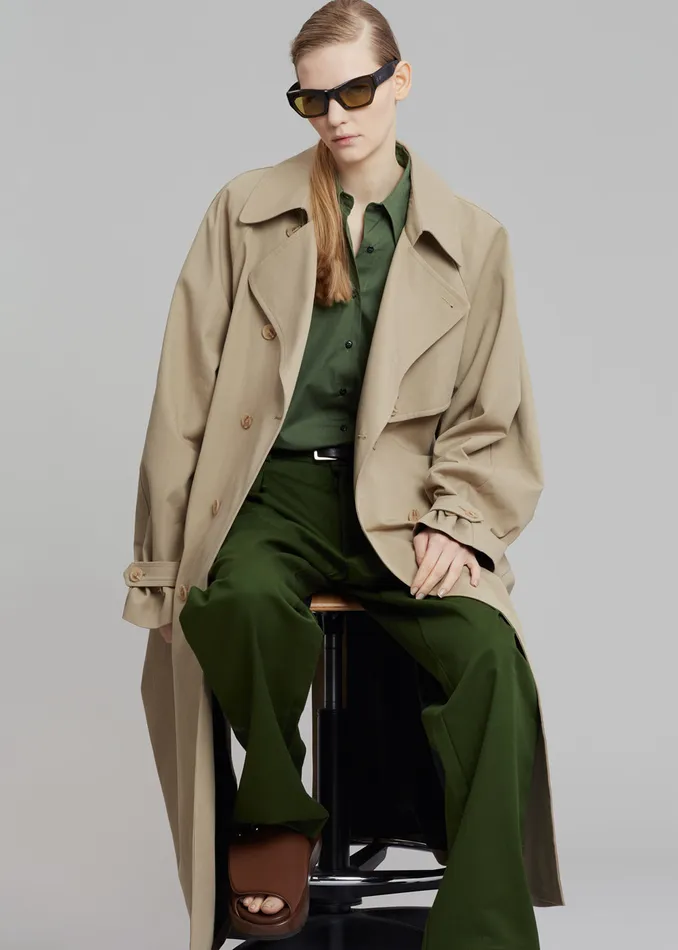 The Frankie Shop Outerwear Umi Belted Trench Coat 8211 Beige 8211 MenWomen