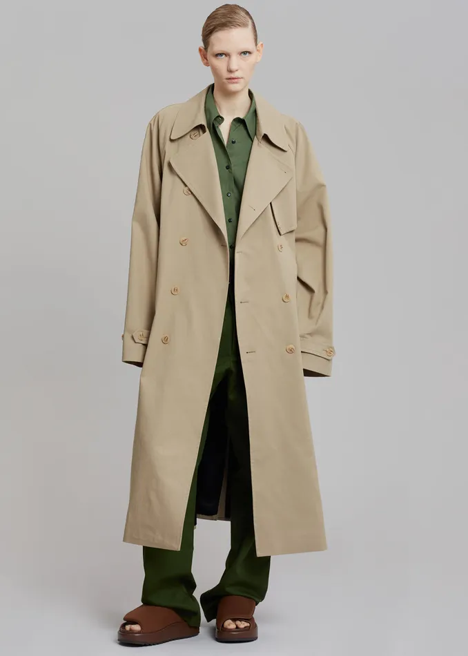 The Frankie Shop Outerwear Umi Belted Trench Coat 8211 Beige 8211 MenWomen