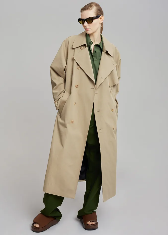 The Frankie Shop Outerwear Umi Belted Trench Coat 8211 Beige 8211 MenWomen