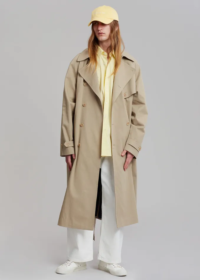 The Frankie Shop Outerwear Umi Belted Trench Coat 8211 Beige 8211 MenWomen