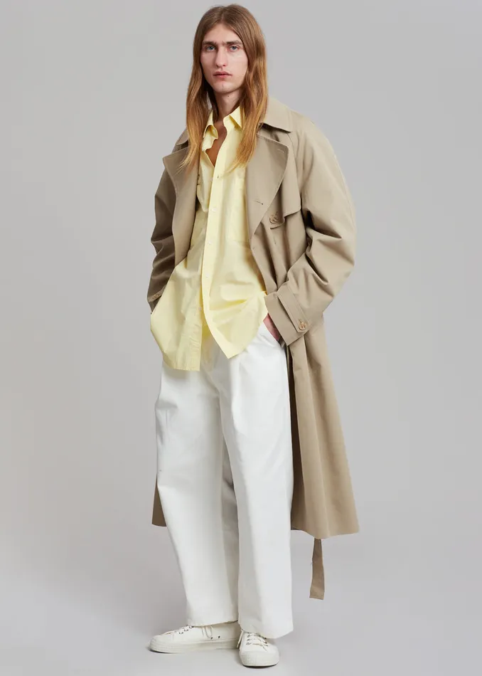 The Frankie Shop Outerwear Umi Belted Trench Coat 8211 Beige 8211 MenWomen