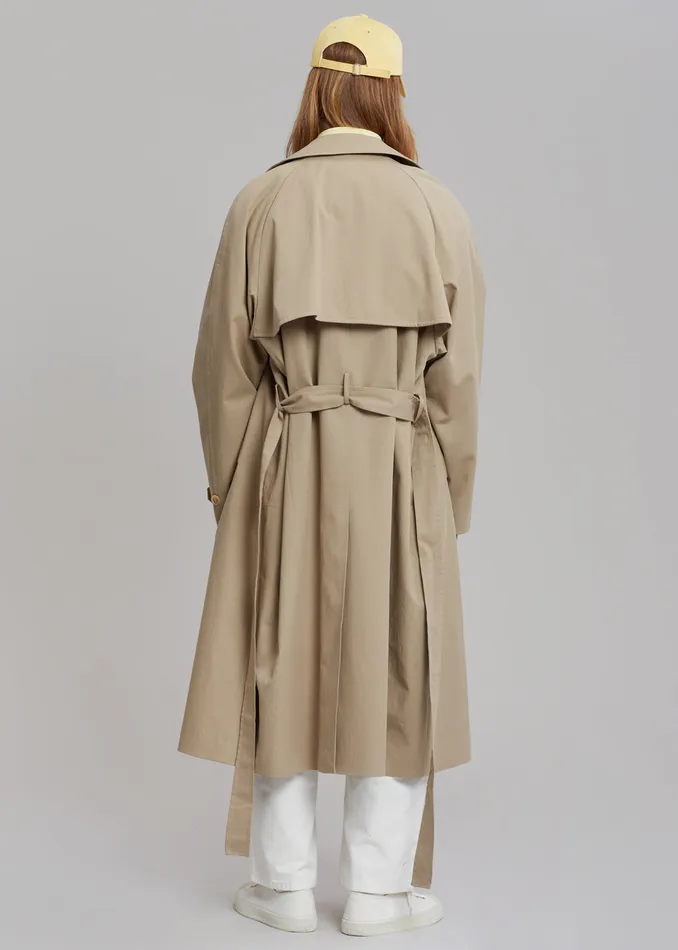 The Frankie Shop Outerwear Umi Belted Trench Coat 8211 Beige 8211 MenWomen