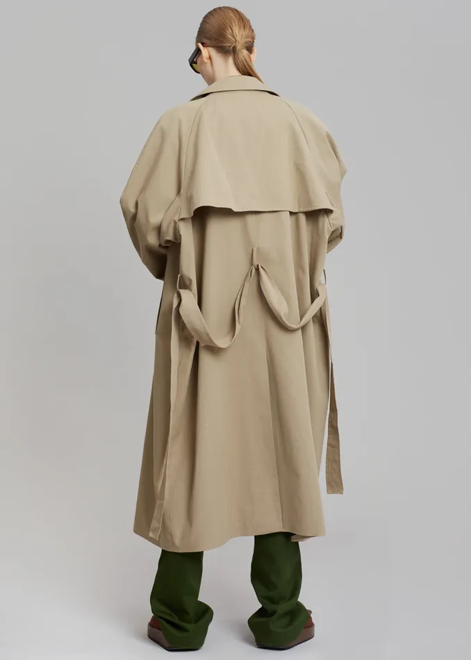 The Frankie Shop Outerwear Umi Belted Trench Coat 8211 Beige 8211 MenWomen