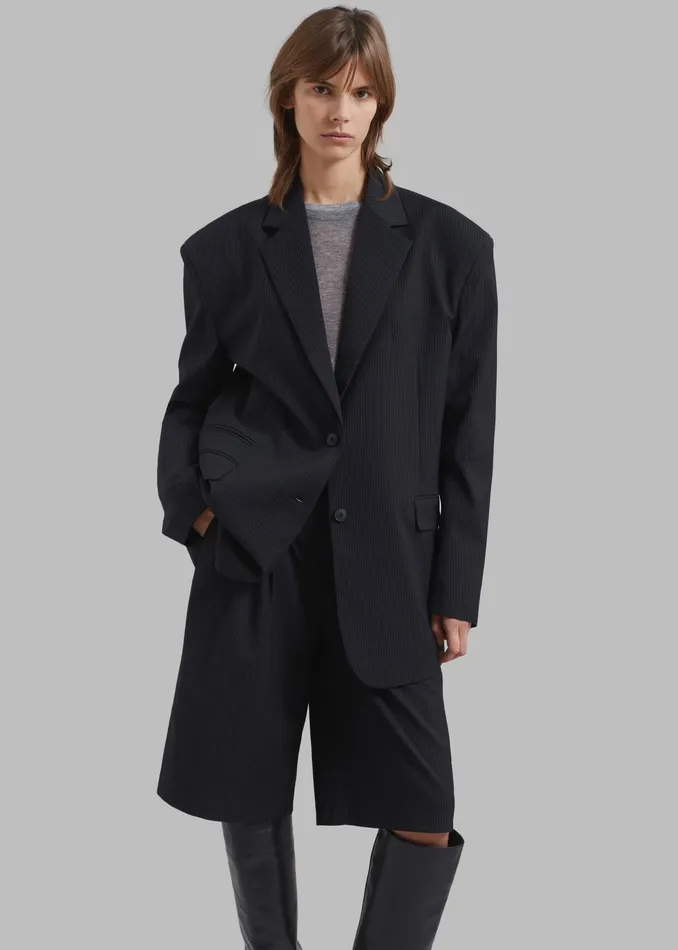 The Frankie Shop Outerwear Wilma Blazer 8211 Black Pinstripe 8211 Women
