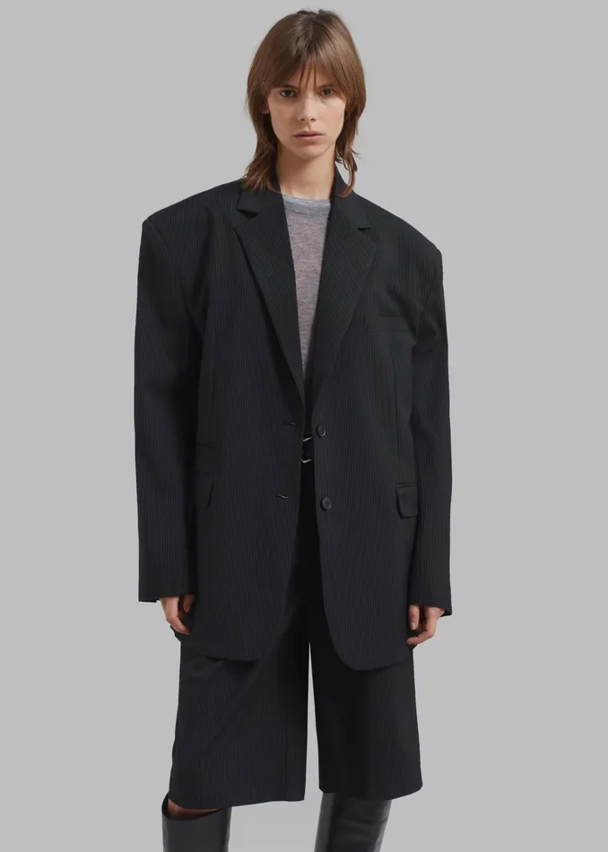 The Frankie Shop Outerwear Wilma Blazer 8211 Black Pinstripe 8211 Women