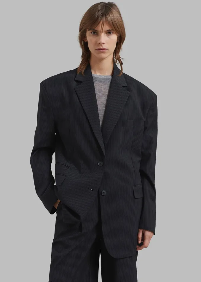 The Frankie Shop Outerwear Wilma Blazer 8211 Black Pinstripe 8211 Women