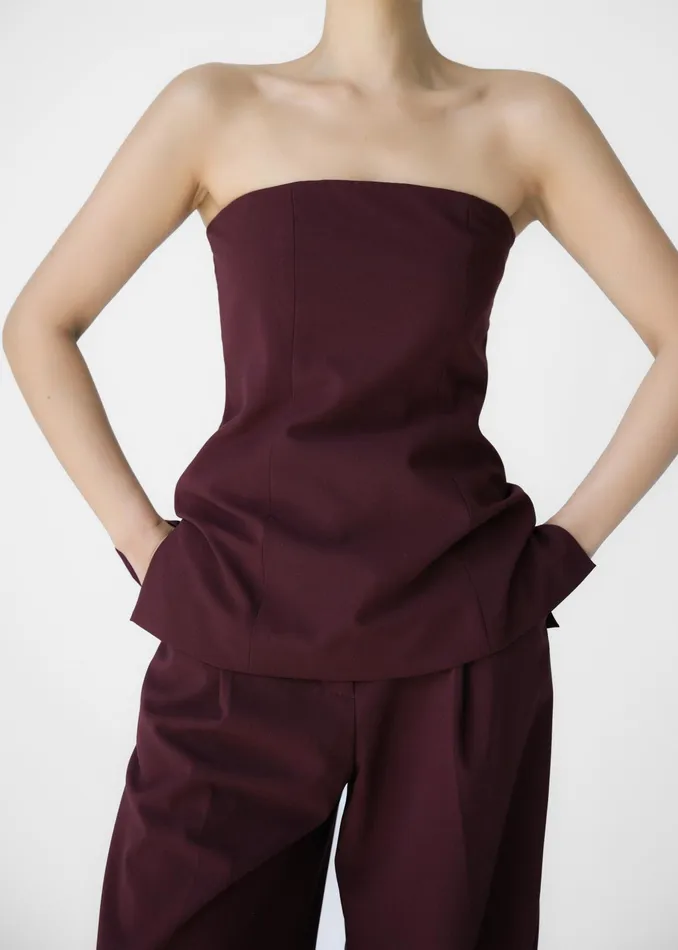 The Frankie Shop Tops Abbie Strapless Top 8211 Burgundy 8211 Women