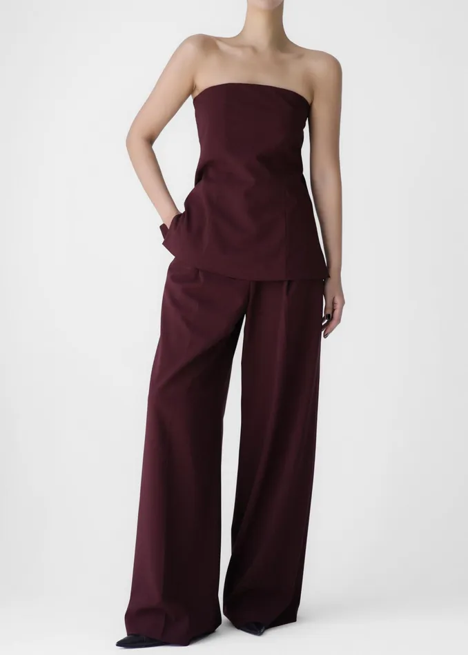 The Frankie Shop Tops Abbie Strapless Top 8211 Burgundy 8211 Women