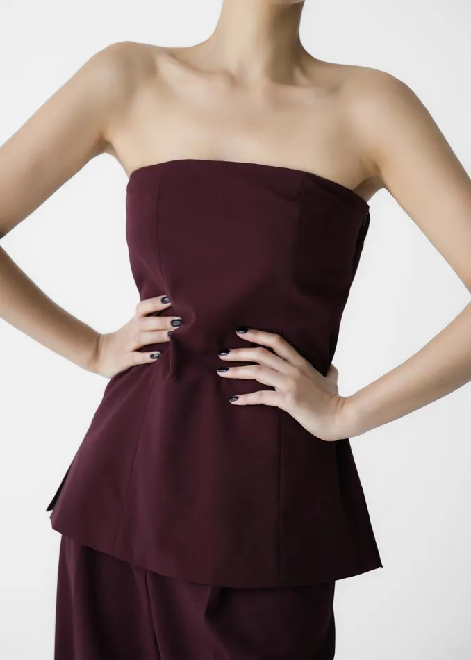 The Frankie Shop Tops Abbie Strapless Top 8211 Burgundy 8211 Women