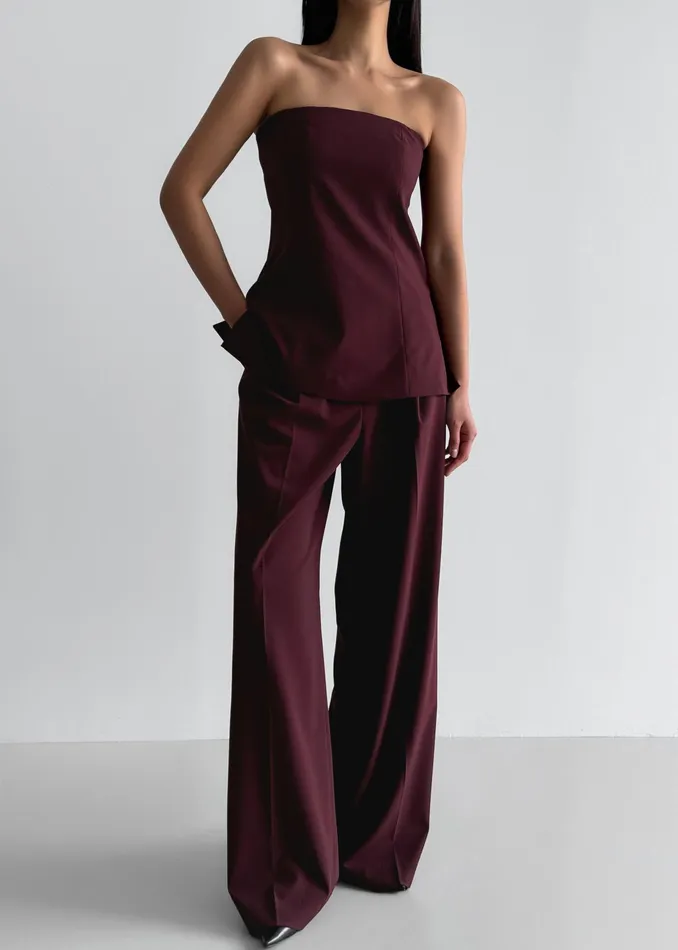 The Frankie Shop Tops Abbie Strapless Top 8211 Burgundy 8211 Women