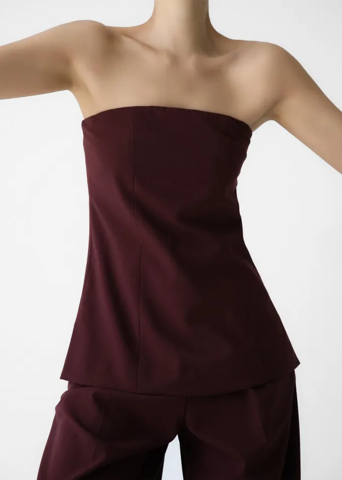 The Frankie Shop Tops Abbie Strapless Top 8211 Burgundy 8211 Women