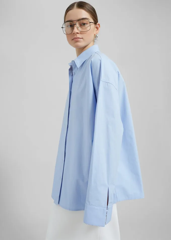 The Frankie Shop Tops Aniston Button Up Shirt 8211 Sky 8211 Women