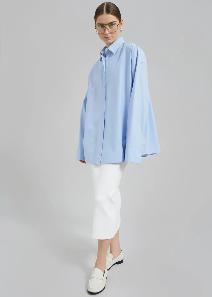 The Frankie Shop Tops Aniston Button Up Shirt 8211 Sky 8211 Women