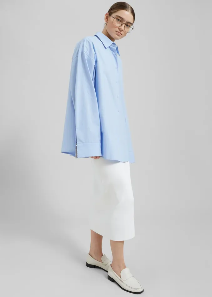 The Frankie Shop Tops Aniston Button Up Shirt 8211 Sky 8211 Women