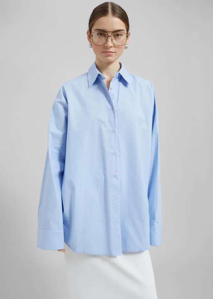 The Frankie Shop Tops Aniston Button Up Shirt 8211 Sky 8211 Women