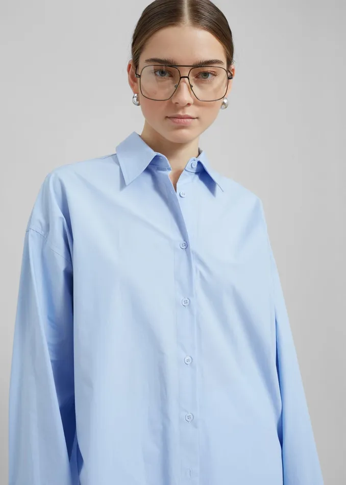 The Frankie Shop Tops Aniston Button Up Shirt 8211 Sky 8211 Women