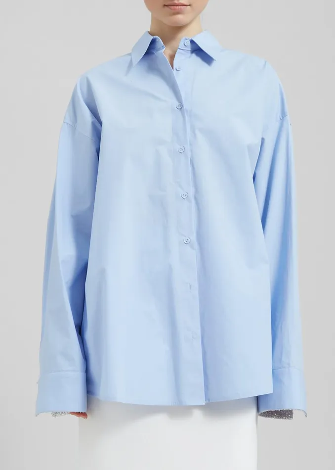 The Frankie Shop Tops Aniston Button Up Shirt 8211 Sky 8211 Women