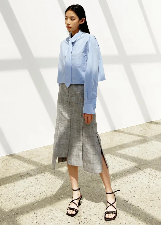 The Frankie Shop Tops Annie Necktie Shirt 8211 Sky 8211 Women