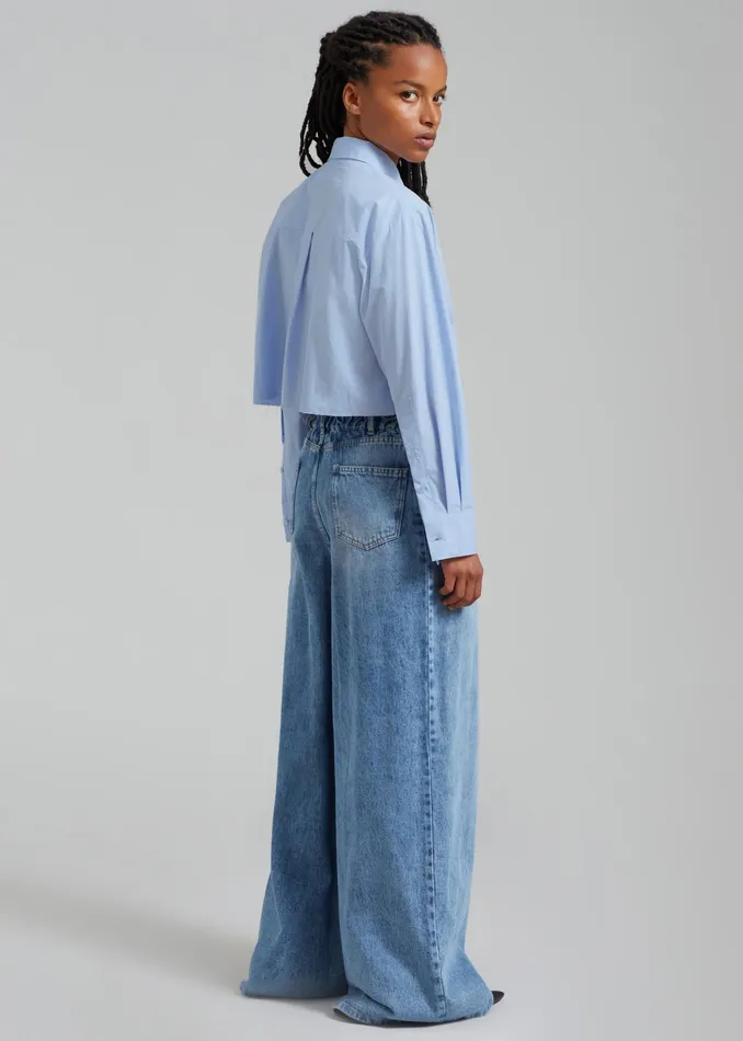 The Frankie Shop Tops Annie Necktie Shirt 8211 Sky 8211 Women