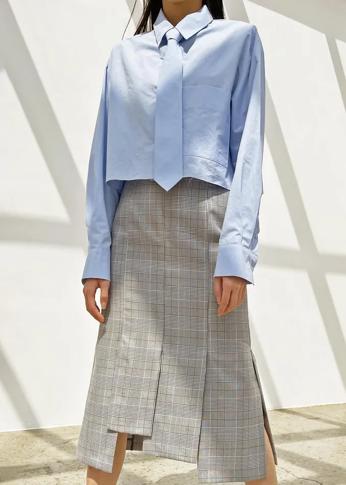The Frankie Shop Tops Annie Necktie Shirt 8211 Sky 8211 Women