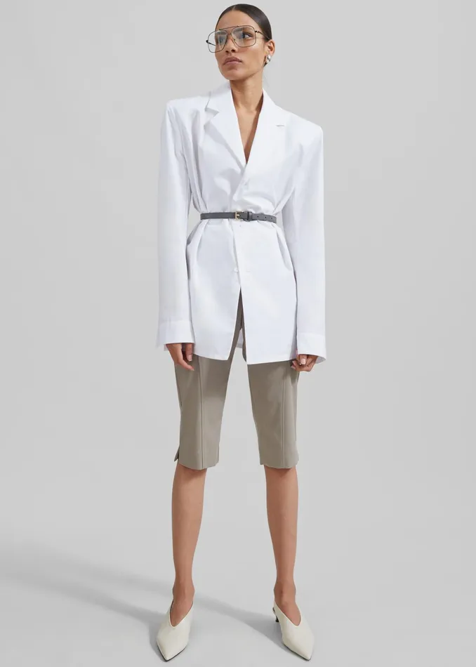 The Frankie Shop Tops Avianna Padded Button Up Shirt 8211 White 8211 Women