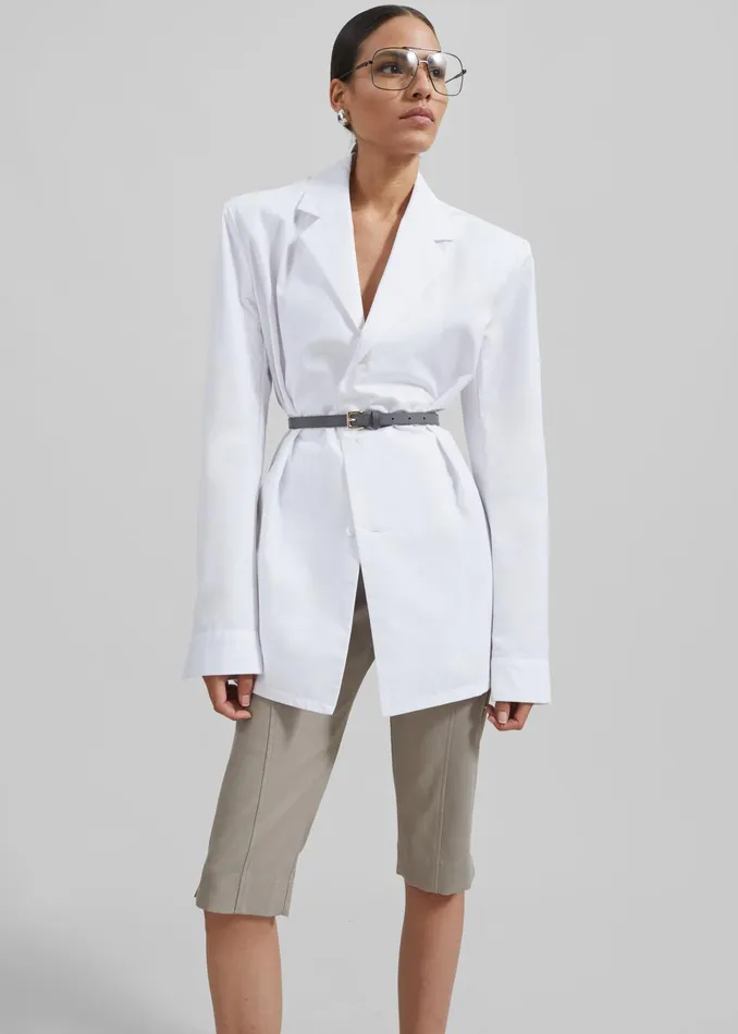 The Frankie Shop Tops Avianna Padded Button Up Shirt 8211 White 8211 Women