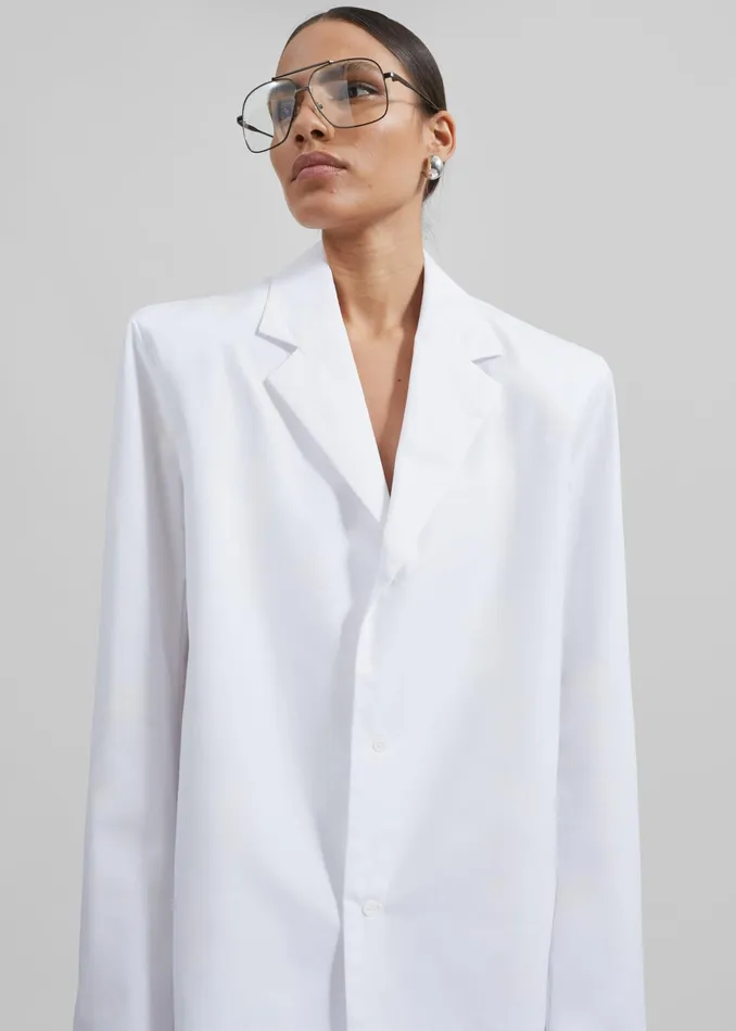 The Frankie Shop Tops Avianna Padded Button Up Shirt 8211 White 8211 Women