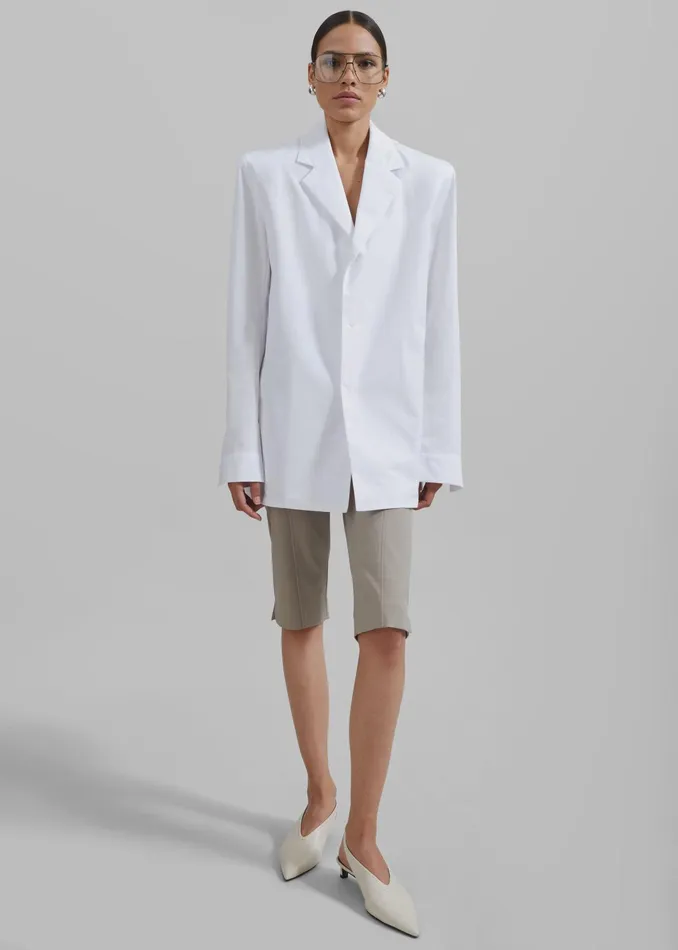 The Frankie Shop Tops Avianna Padded Button Up Shirt 8211 White 8211 Women