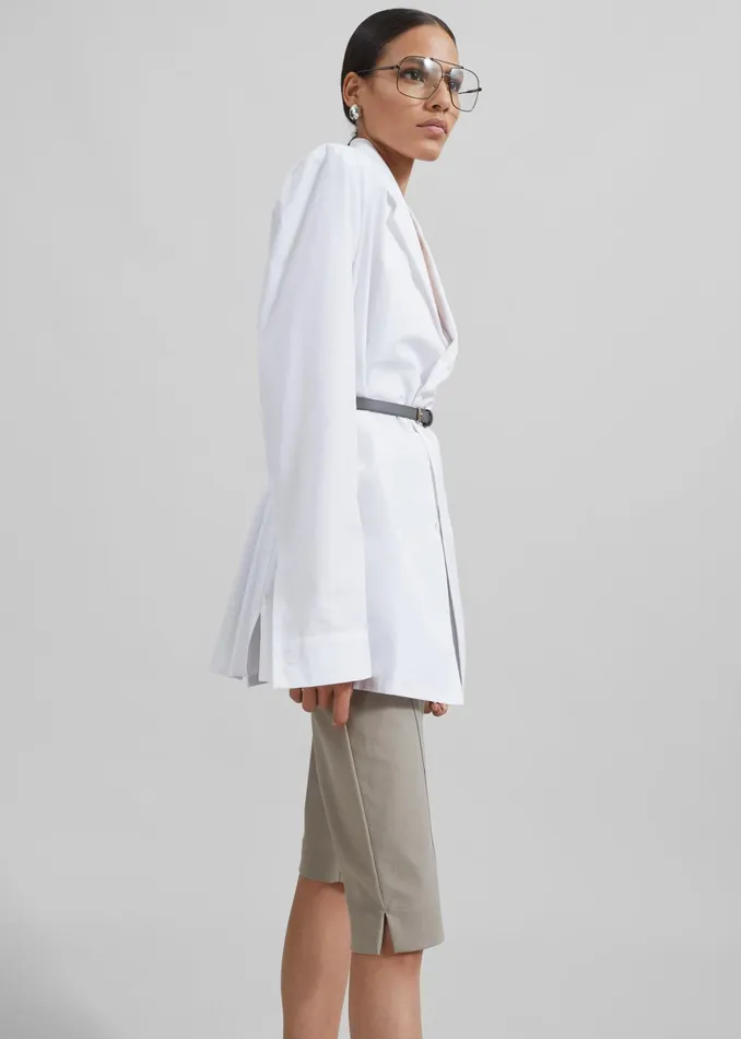 The Frankie Shop Tops Avianna Padded Button Up Shirt 8211 White 8211 Women