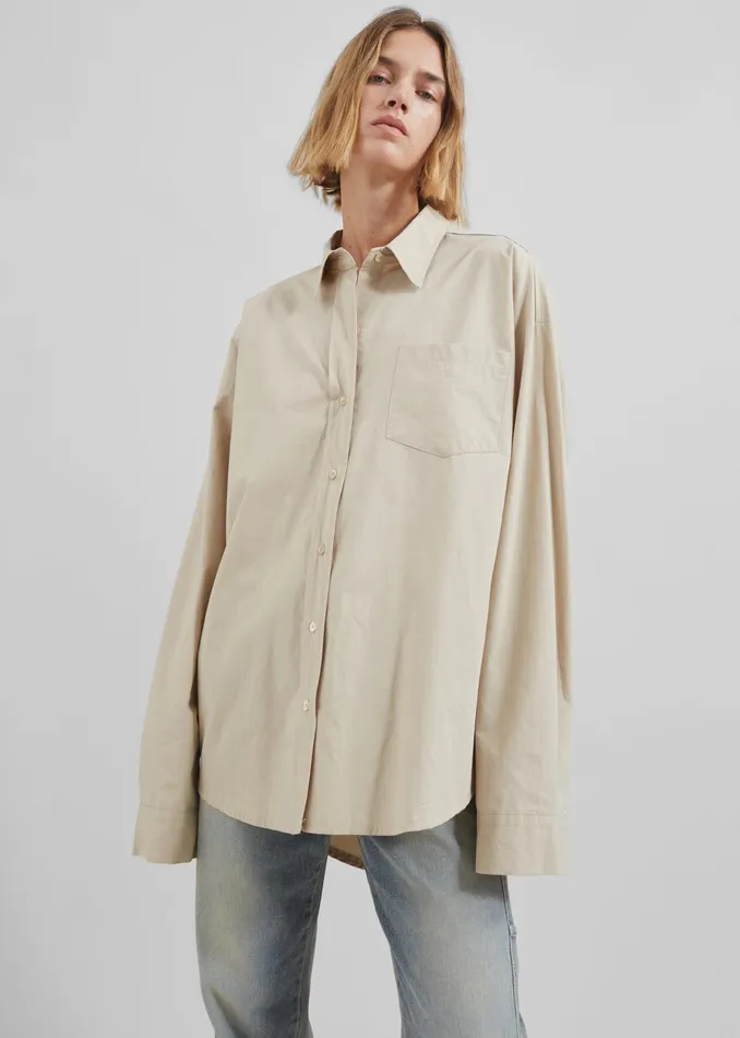The Frankie Shop Tops Calypso Cotton Shirt 8211 Beige 8211 Women
