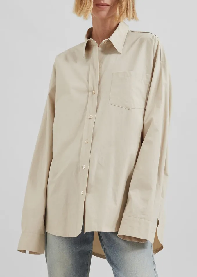 The Frankie Shop Tops Calypso Cotton Shirt 8211 Beige 8211 Women