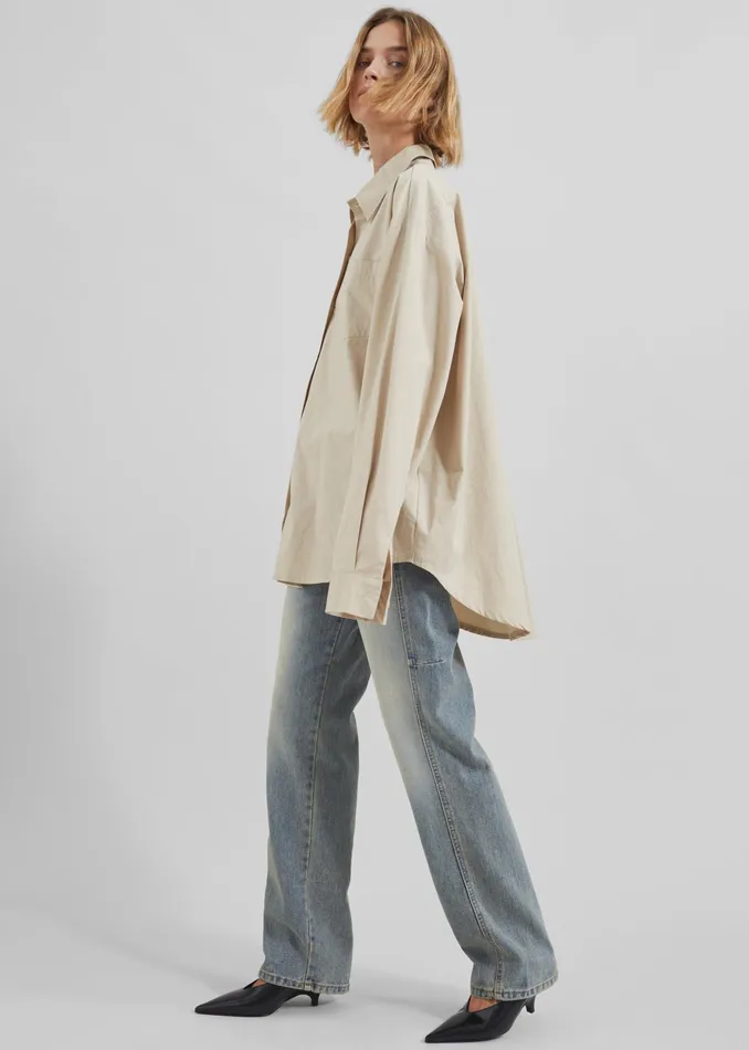 The Frankie Shop Tops Calypso Cotton Shirt 8211 Beige 8211 Women