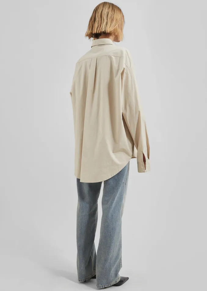 The Frankie Shop Tops Calypso Cotton Shirt 8211 Beige 8211 Women