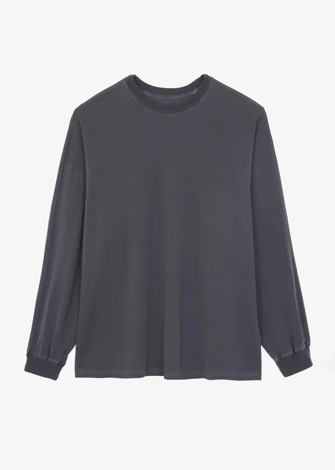 The Frankie Shop Tops Collins Long Sleeve Tee 8211 Charcoal 8211 Women