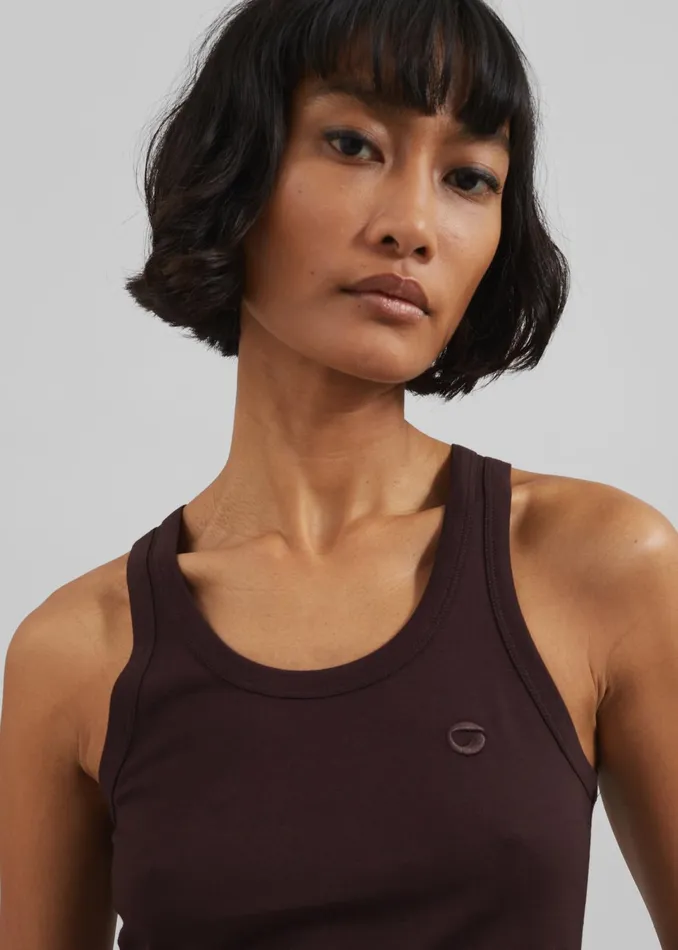 The Frankie Shop Tops Coperni Lightweight Logo Tank Top 8211 Brown 8211 Women
