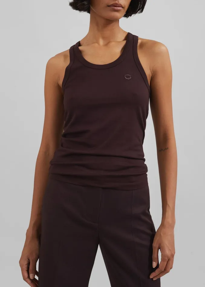 The Frankie Shop Tops Coperni Lightweight Logo Tank Top 8211 Brown 8211 Women