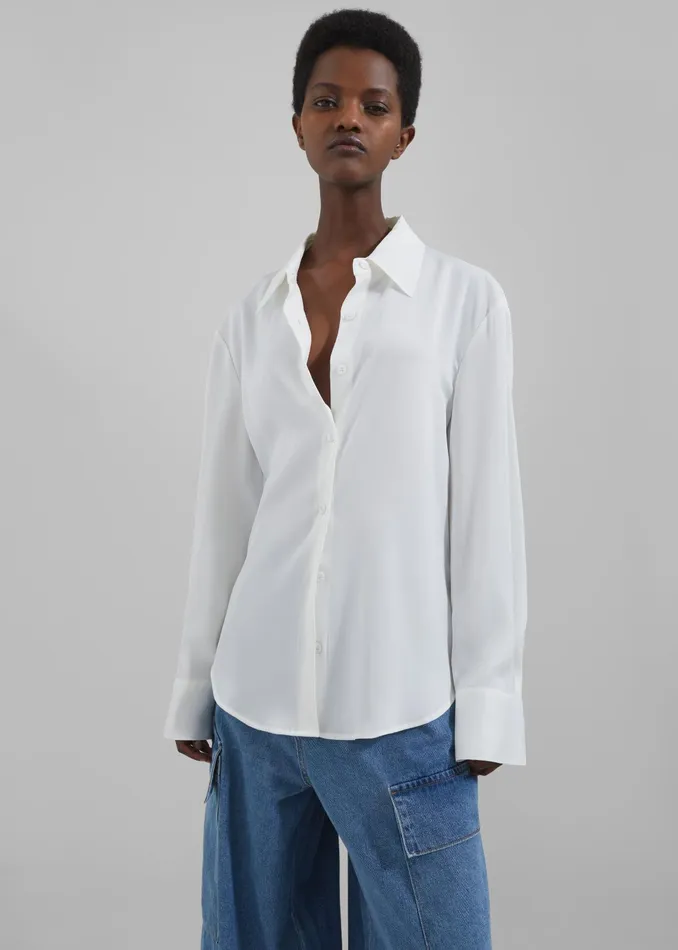 The Frankie Shop Tops Daylin Button Up Shirt 8211 Ivory 8211 Women
