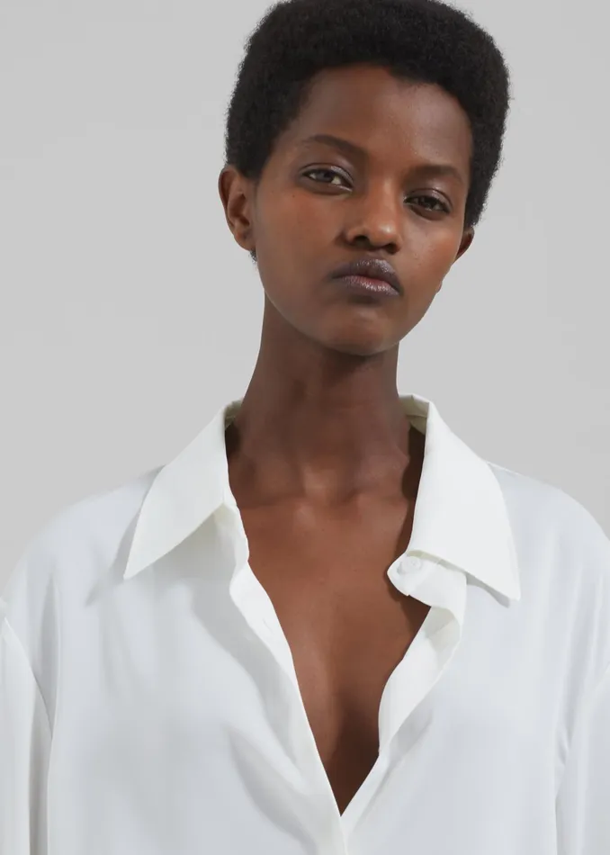 The Frankie Shop Tops Daylin Button Up Shirt 8211 Ivory 8211 Women