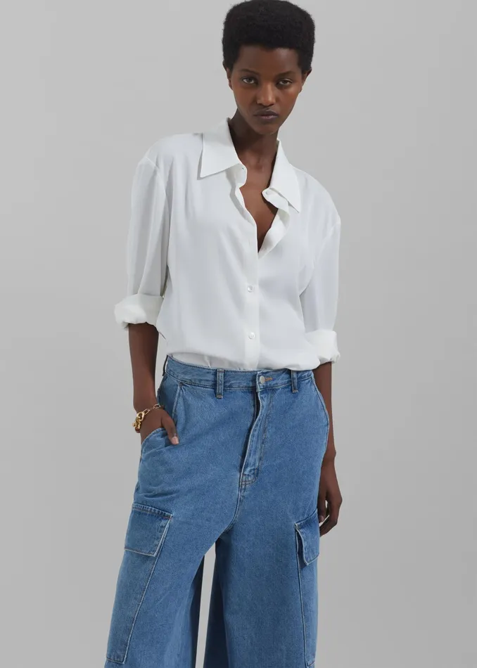 The Frankie Shop Tops Daylin Button Up Shirt 8211 Ivory 8211 Women
