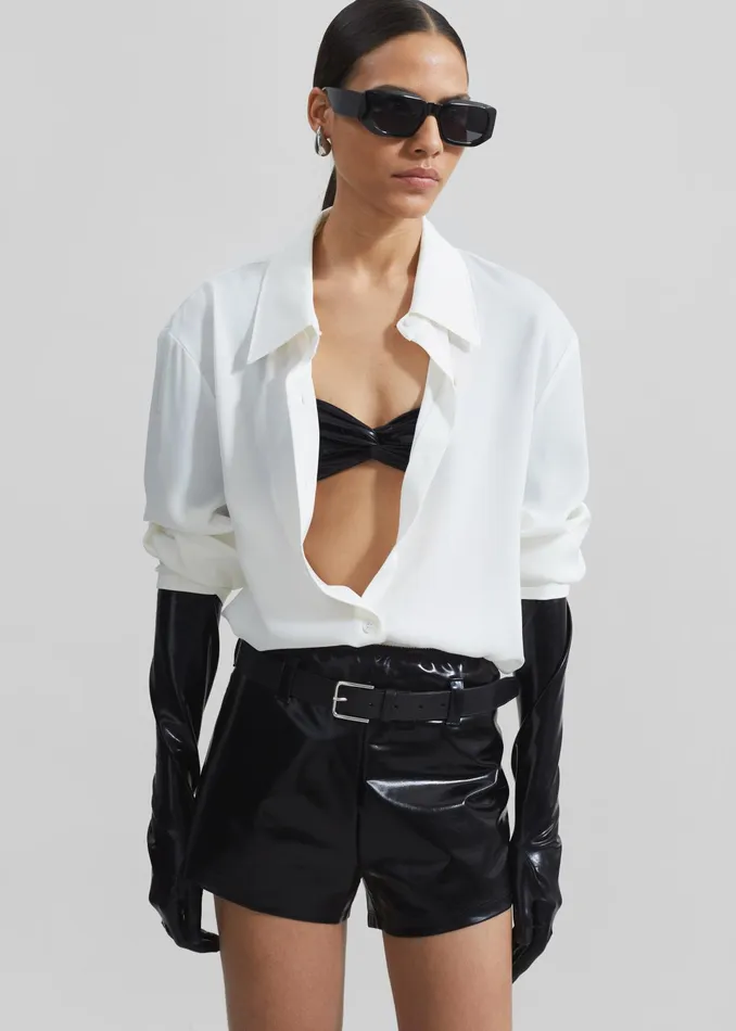 The Frankie Shop Tops Daylin Button Up Shirt 8211 Ivory 8211 Women