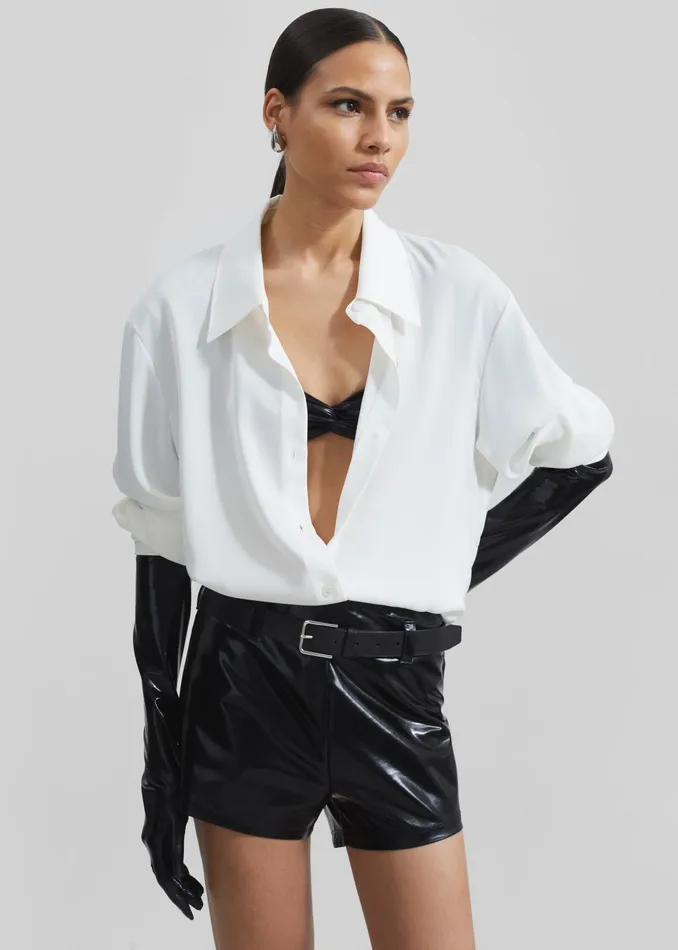The Frankie Shop Tops Daylin Button Up Shirt 8211 Ivory 8211 Women