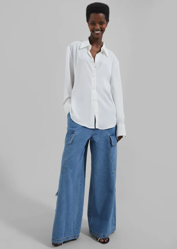 The Frankie Shop Tops Daylin Button Up Shirt 8211 Ivory 8211 Women