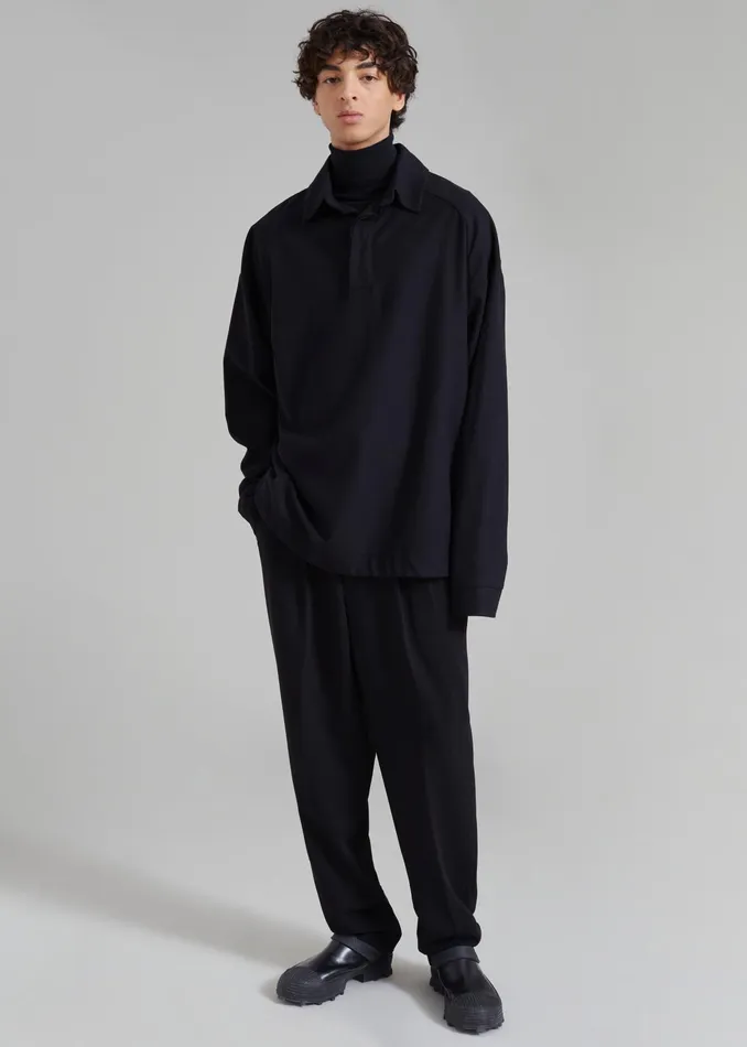 The Frankie Shop Tops Dennis Drawstring Polo 8211 Black 8211 Men