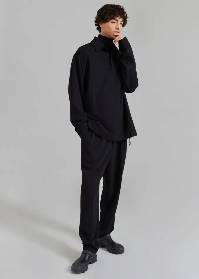 The Frankie Shop Tops Dennis Drawstring Polo 8211 Black 8211 Men
